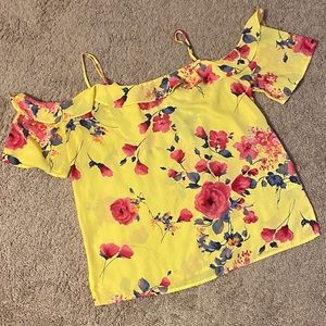 Skies Are Blue Yellow Floral Blouse